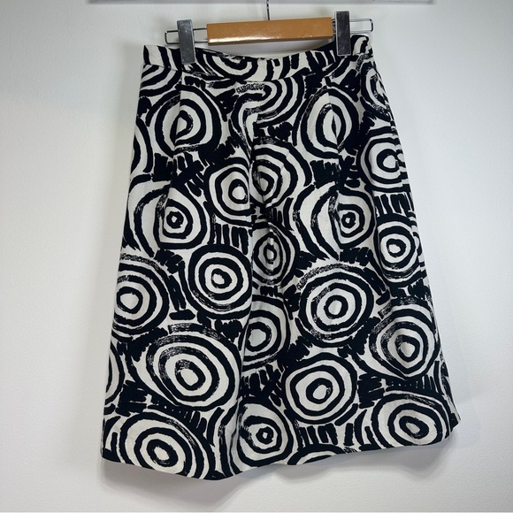 Clements Ribeiro | Black & White Linen Blend Printed Midi Skirt - Picture 1 of 7